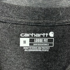 Carhartt Long Sleeve Pocket Tee Mens M Loose Fit Charcoal Back Print Graphic