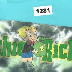 Richie Rich Shirt XL Men Short Sleeve Tie Dye Green 1970 Comic Money Bag Graphic
