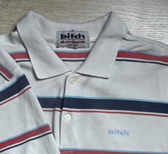 Vintage Bitch Skateboards Striped Button Up Polo T Shirt Men’s Size Medium 90S