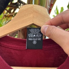 Vintage Y2K Stussy Tribal Pattern Graphic T Shirt Burgundy Medium