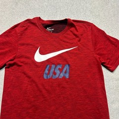Nike Team USA Shirt Mens Medium Red Athletic Cut Football Dri Fit Olympics