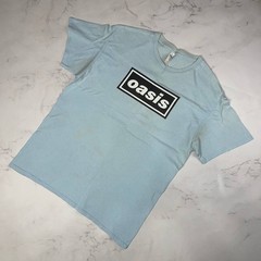 Vintage T-shirt Oasis Classic Band Logo Blue Size M Y2K Casual tee