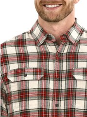 Classic-Fit Flannel Shirt 100% Cotton New Fashion Red Beige Plaid Long Sleeves