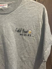Vintage Cold Beer Hanes Heavyweight Gray T-Shirt 50/50 Men’s Size Medium (M)