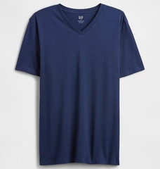 Gap Everyday Soft Shirt Mens Large Tapestry Navy Blue V-Neck Cotton Jersey Tee L