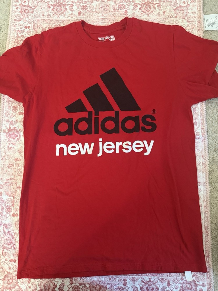 adidas The Go-To Tee Graphic Print Cotton Knit Crew Neck T-Shirt Red Men’s M