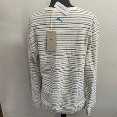 Tommy Bahama Mens Small Horizon Beach Stripe Abaco Shirt Coconut NEW Henley