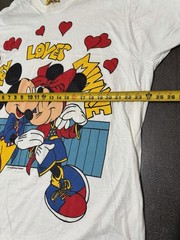 Vintage Disney Mickey Loves Minnie Mouse T shirt Sleep Shirt Pajama Party USA