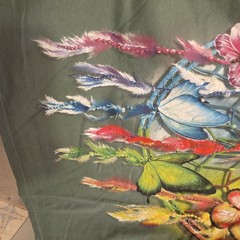 The Mountain Sage Green Rainbow Butterfly Dreamcatcher Cotton Crew Tee Large New