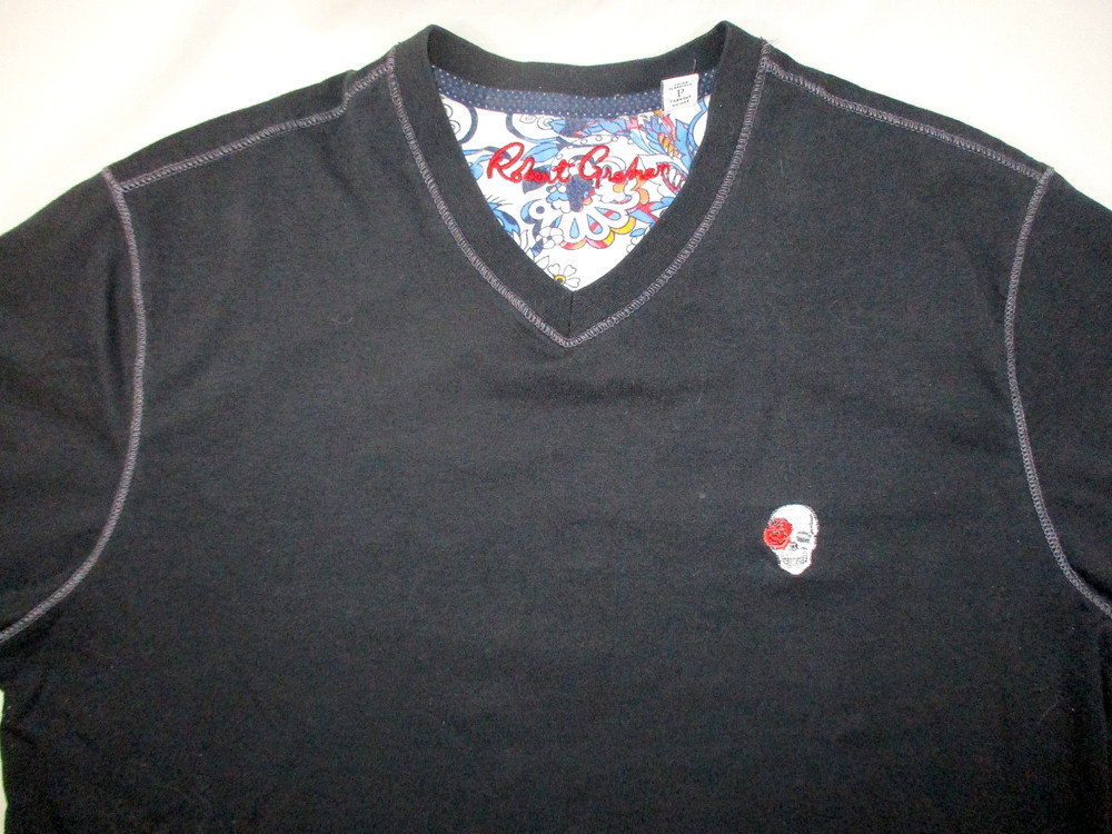 ROBERT GRAHAM Designer T-Shirt~Skull & Rose Logo~Men’s S Classic Fit~Preowned