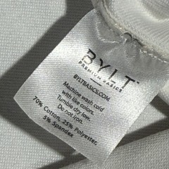 BYLT Basics Drop Cut Lux T-Shirt Mens XL White Short Sleeve Curved Hem Crew Neck