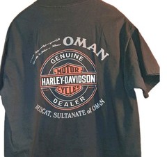 Harley Davidson Mens XL T-Shirt Black Oman UAE Hanes Beefy 100% Cotton Vintage