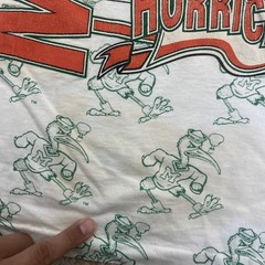 Vintage 80s Miami Hurricanes Football All Over Print Shirt Sz Large