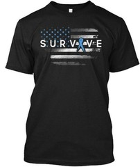 Survive Flag American Prostate Cancer T-Shirt Made in the USA Size S to 5XL