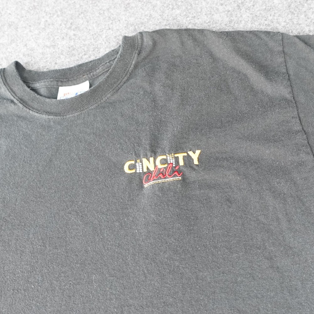Hanes Heavyweight Cin City Chili Cincinnati T-Shirt Black Mens Large 50/50