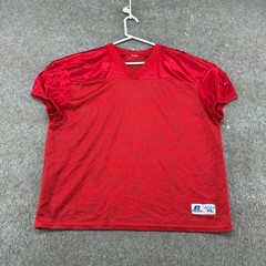 VINTAGE Russell Jersey Mens XL Red V Neck Mesh Football Practice Polyester Y2K