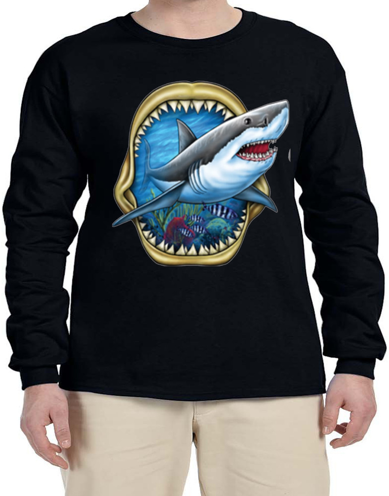 Shark Design Shark Lover Graphic Design Shirts Men’s Long Sleeve T-Shirt Joking