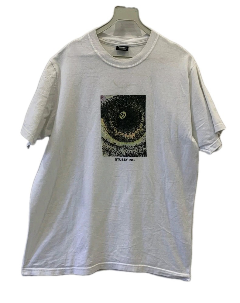 Authentic Stüssy Eye Graphic T-Shirt White Men’s Size Medium Streetwear.#241
