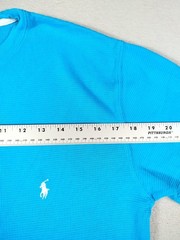 Polo Ralph Lauren Shirt Mens Medium Blue Waffle Knit Pony Logo Preppy Minimalist
