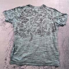 Free Planet T-Shirt Mens L Teal Blue Floral Space Dye Crewneck FT9S74TLB