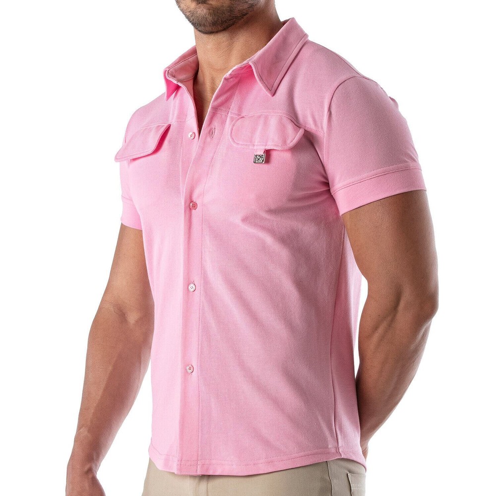 TOF PARIS T-Shirts Short-Sleeved Cotton Pique Shirt Pink 33