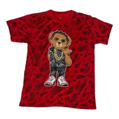 Men’s Large Shirt Short Sleeve Red Bandana Streetwear Urban Tee Y3K Casual Trend