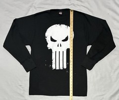 Marvel Mad Engine Punisher Shirt Mens 2XL Black Skull Thermal Waffle Knit