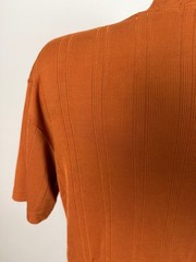 Vintage 90s Y2K Ribbed Shirt Men Large Silky Stretchy Polyester Burnt Orange