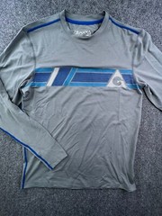 GERRY Mens Gray Blue Crew Neck Long Sleeve Shirt Size Small NWT Sun Protection