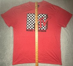 MTV Music Television Logo T-Shirt Mens Large Red Checkered Graphic Tee 2021