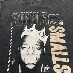 The Notorious B.I.G T-Shirt Graphic Tee Brooklyn Mint Acid Wash Grey Size M