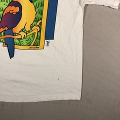 VINTAGE Parrot Shirt Mens Large White Birds Outdoors Casual Soft Cotton 1548