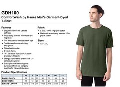 Hanes Mens ComfortWash 100% Cotton Short Sleeve Garment-Dyed T-Shirt GDH100