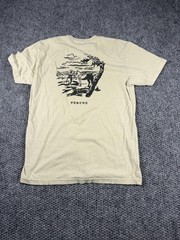 Poncho Shirt Mens Large Beige Cowboy Horse Graphic Tee Western Outdoors Casual