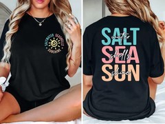 Saltwater Seashells Sunshine T-Shirt Coastal Beach Graphic Tee Summer Top