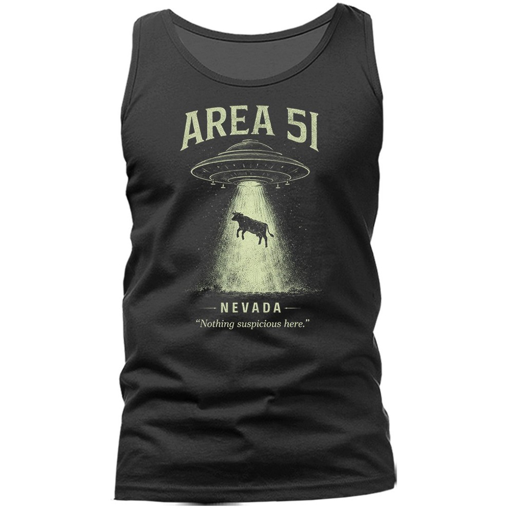 Area 51 UFO Alien Abduction Cow Nevada Sci Fi Humor Tank Top