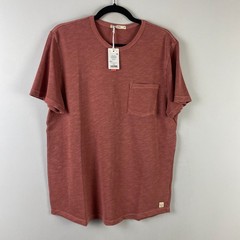 Marine Layer Tee Mens Size M Vintage Heavy Slub Pocket Rust Red Short Sleeve