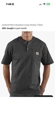 Carhartt Mens 2XL Loose Fit Henley Pocket T-Shirt Charcoal Heather Grey