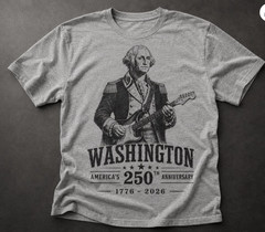 George Washington Guitar Shirt, America 250th Anniversary Tee, Vintage