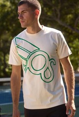 Psundays Pickleball T-Shirt Men’s M Ecru Flying P Tee Combed Cotton Tailored Fit