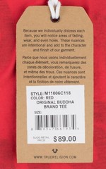 $89 TRUE RELIGION Red ORIGINAL BUDDHA FACE Short Sleeve Designer Graphic T-shirt