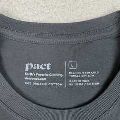 NWT Pact Organic T Shirt Men’s Size L Black Short Sleeve Crewneck Cotton Large