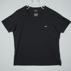 Diesel Mens Black Scoop Neck Pocket T-Shirt Metal Logo Plaque XL Cotton Bulgaria