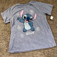 Disney Stitch Graphic Tee XL Blue Mineral Wash Lilo & Stitch Hibiscus T-Shirt