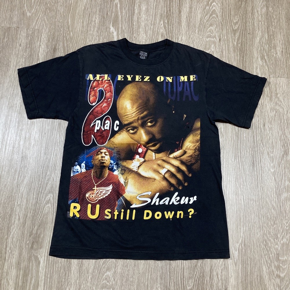 Tupac Shirt L 90s 00s Y2k 2pac All Over AOP Rapper Hip-hop Album Bootleg Rap Tee