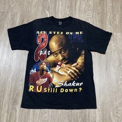 Tupac Shirt L 90s 00s Y2k 2pac All Over AOP Rapper Hip-hop Album Bootleg Rap Tee