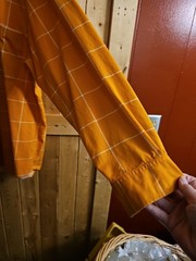 Mens Ivey Crew Light Orange With White Stripe Long Sleeve Button Up Size M