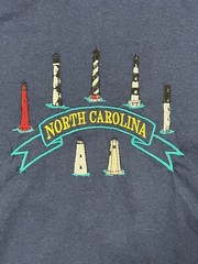 North Carolina Lighthouses Embroidered T-Shirt By Hanes Heavyweight 50/50 Medium