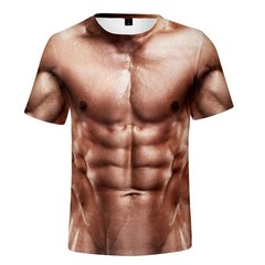 Men’s 6-pack Abdominal Muscle T-shirt 3D Printed Short Sleeved Fitness