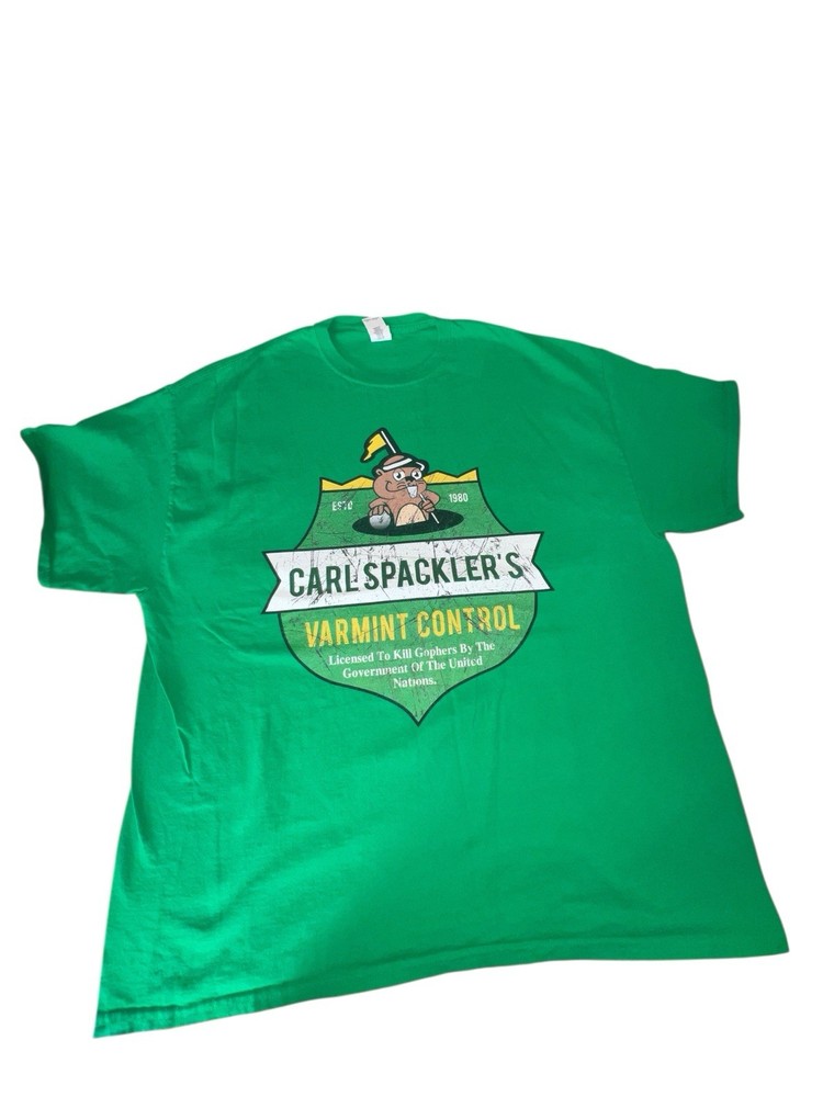Gildan Carl Spackler’s Varmint Control Caddyshack Graphic Tee Green Men’s 2XL